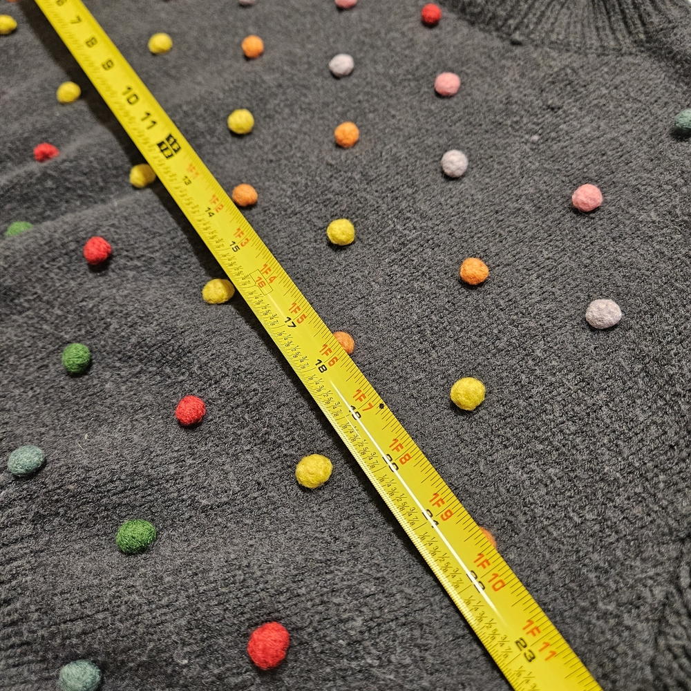 Women’s Dark Gray Pom-Pom Crewneck Sweater - Picture 6 of 7